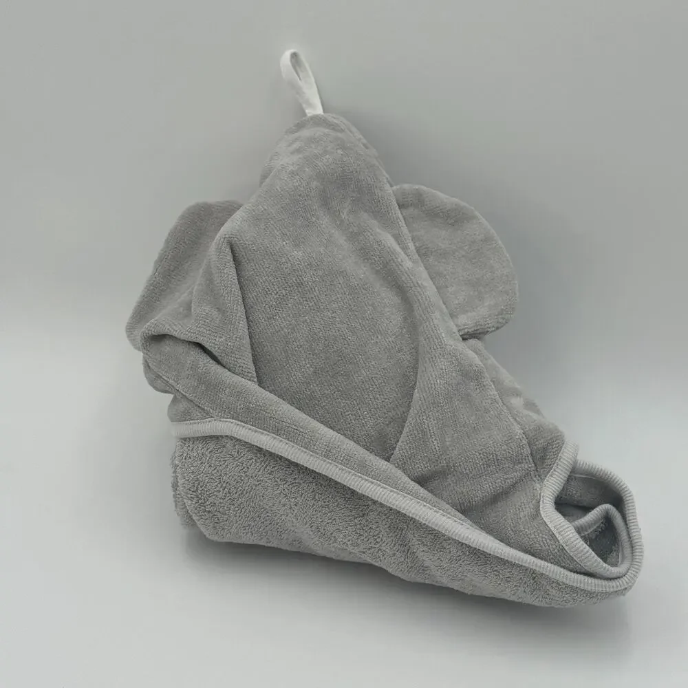 Cloud Island Baby‎ Hooded Towel Gray Elephant 30x30 Cotton Terry Bath Wrap NEW